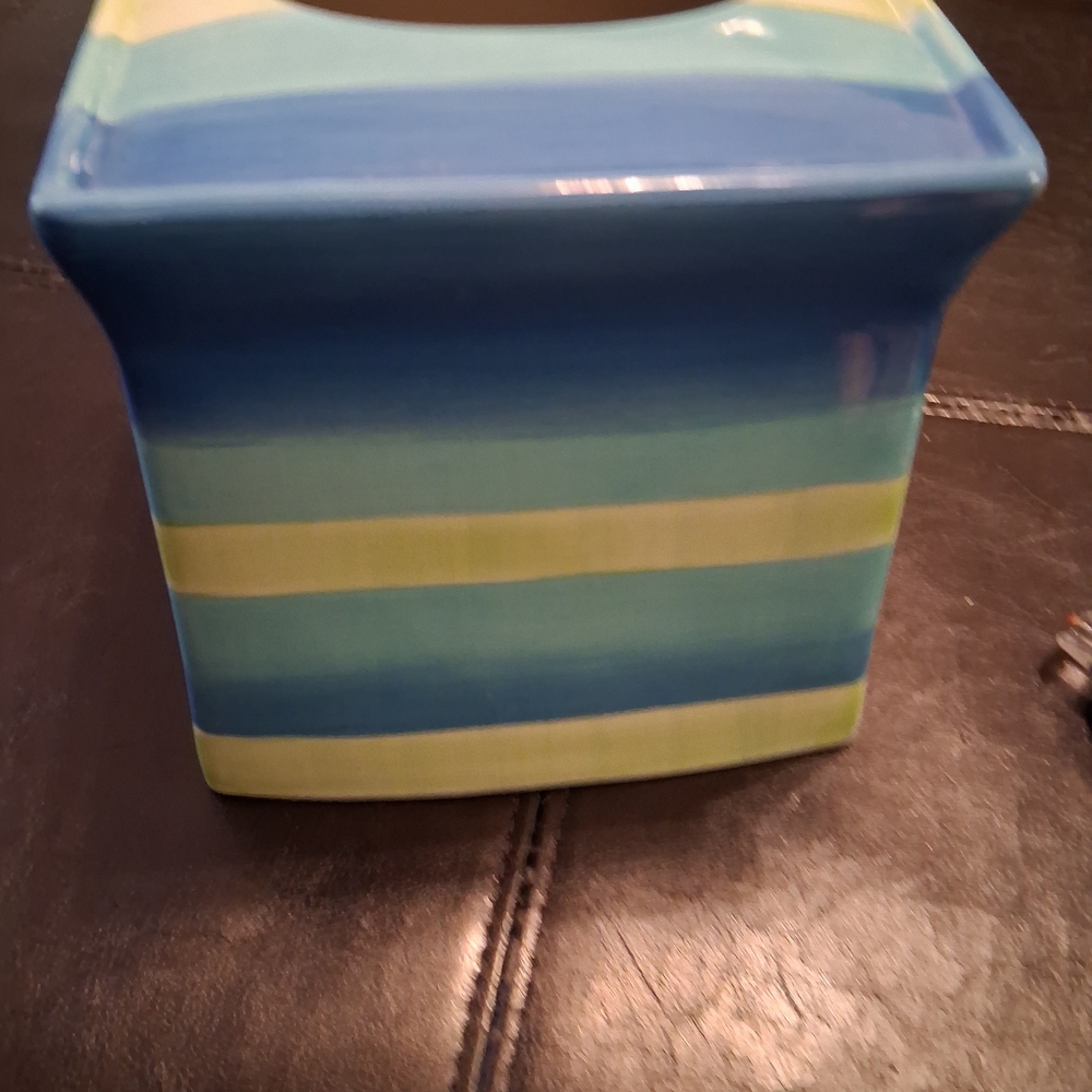 Ceramic Blue and Green Tissue Box Cover - Picture 3 of 6